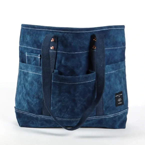NWT Immodest Cotton Indigo canvas construction tote